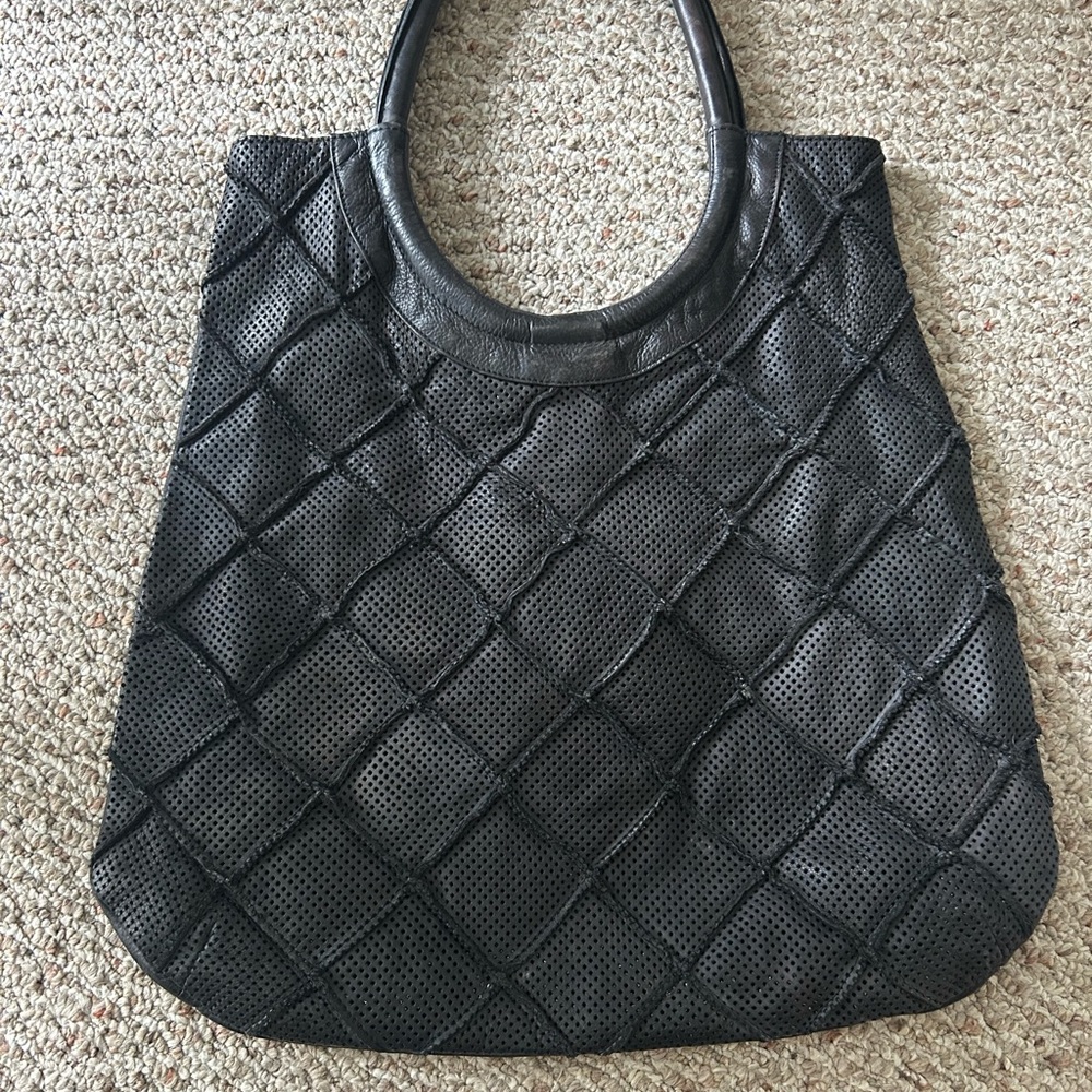 Anthropologie Black Leather Tote